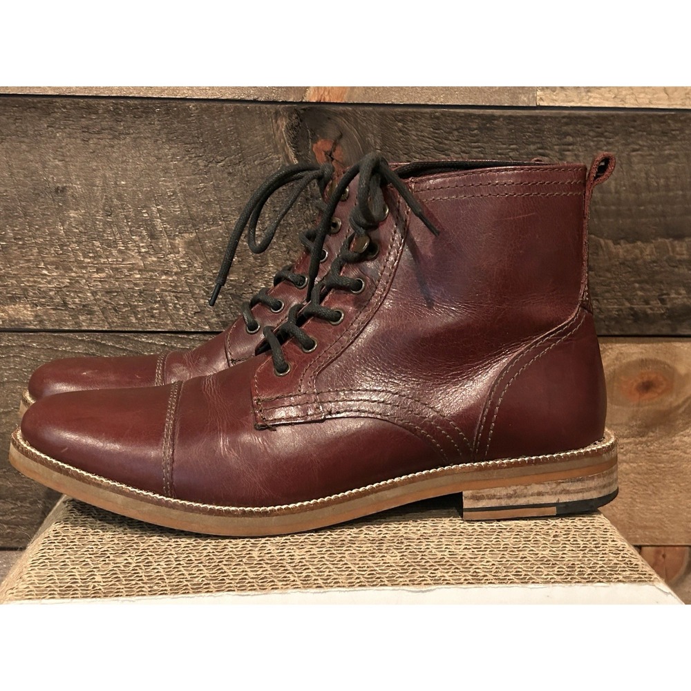 Crevo Bookham Brown Leather Cap Toe Lace Up Boots Sz 8.5 EUC